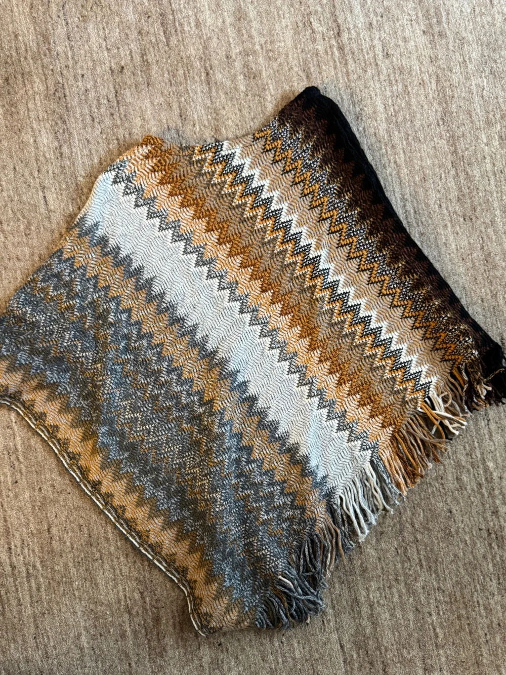Missoni - inspired Chevron Patterned Knit Poncho